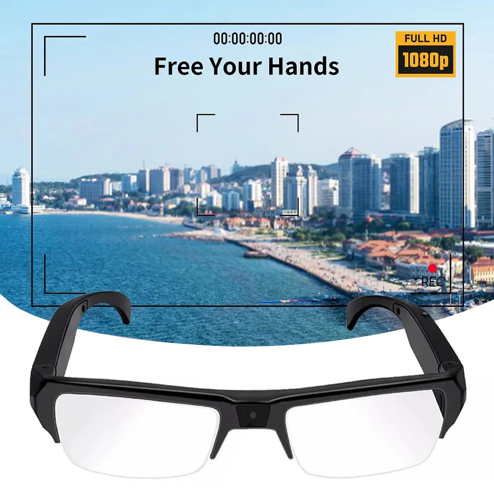 KEBIDUMEI Smart Camera Glasses 1080P HD Portable Wearable Audio&Video Recorder Eyeglass Support TF Card for Meeting Cycling Vlog