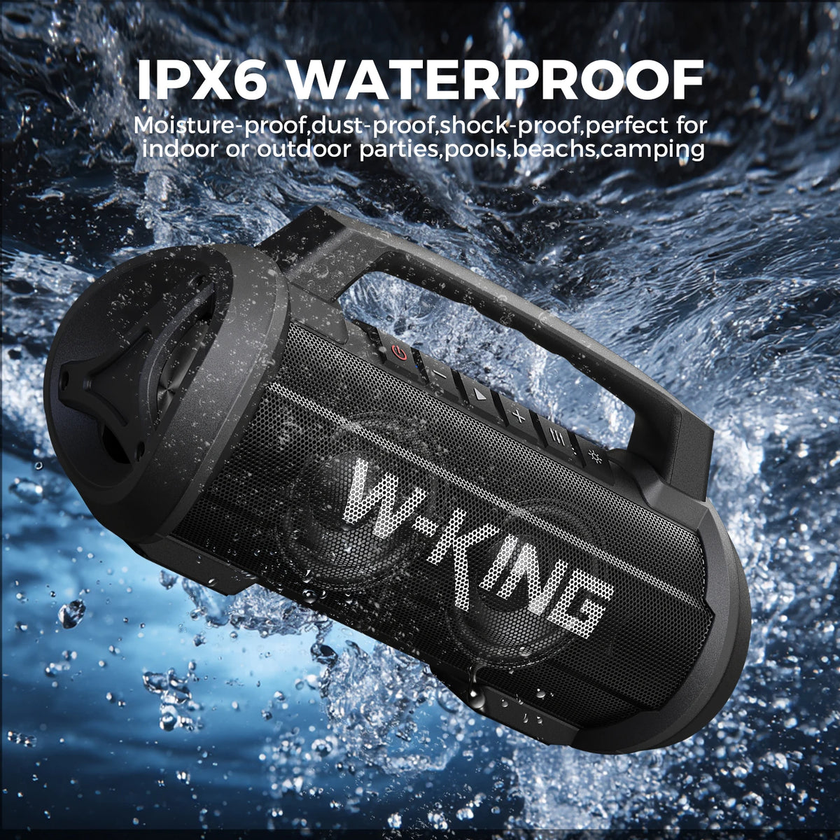 W-KING D10MIC 70W RMS Bluetooth Portable Speaker Wireless Loud IPX6 Waterproof Bluetooth Music Box with Subwoofer/Bass Boost
