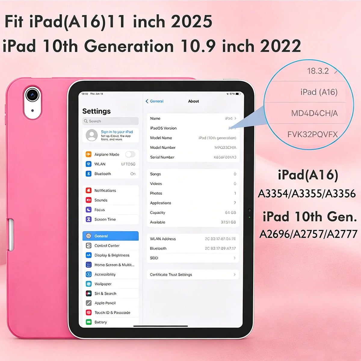 Case for iPad 10th Gen 2022 /(A16)11th Gen 2025,Auto Sleep/wake,Slim Tri-fold Stand TPU Back Protective Cover with Pencil Holder