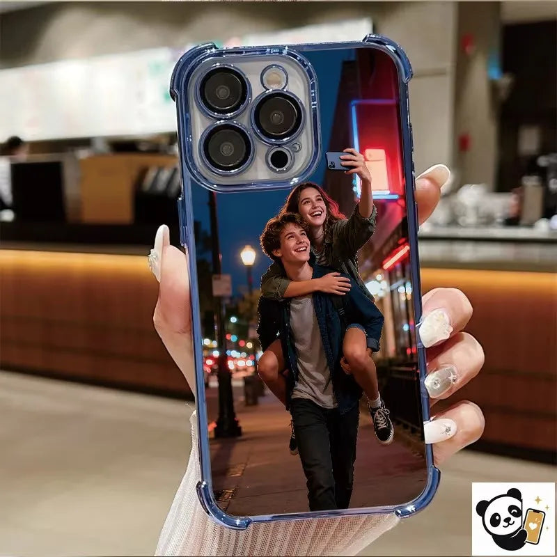 DIY Custom Couple Photo Electroplated Phone Case For IPhone18 17 16 15 14 13 12 Pro Max Plus Air 17e 16e Personalized Back Cover