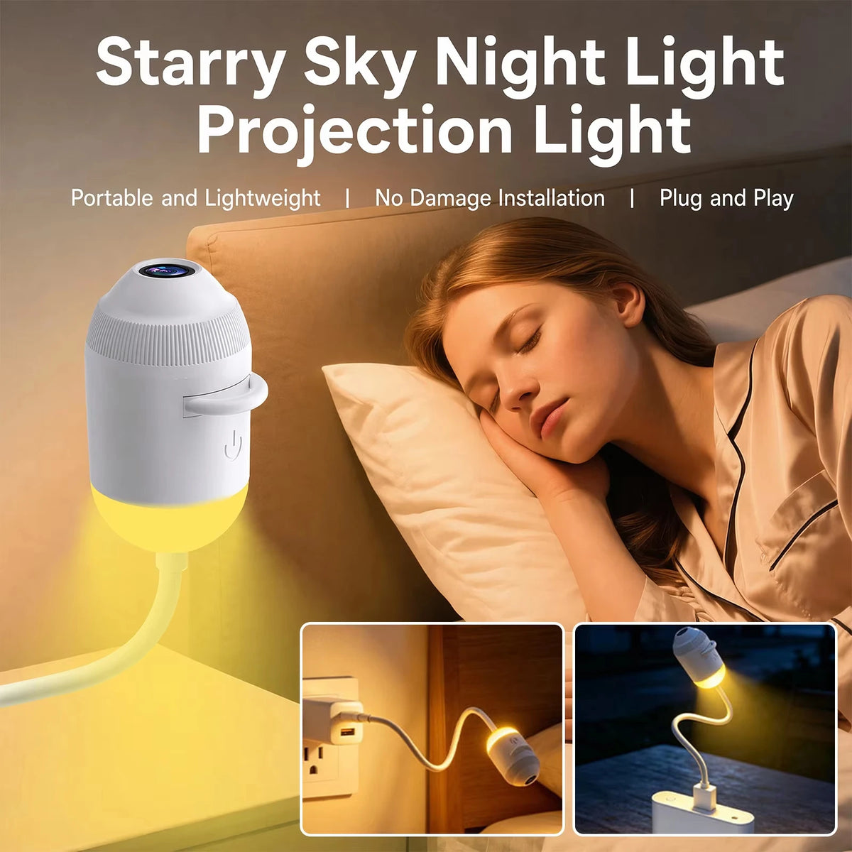 2027 Upgraded Hd Smart Dynamic 5d Holographic Night Light Projector, Plug and Play Hd Star Projector, 360° Adjustable Hd Galaxy