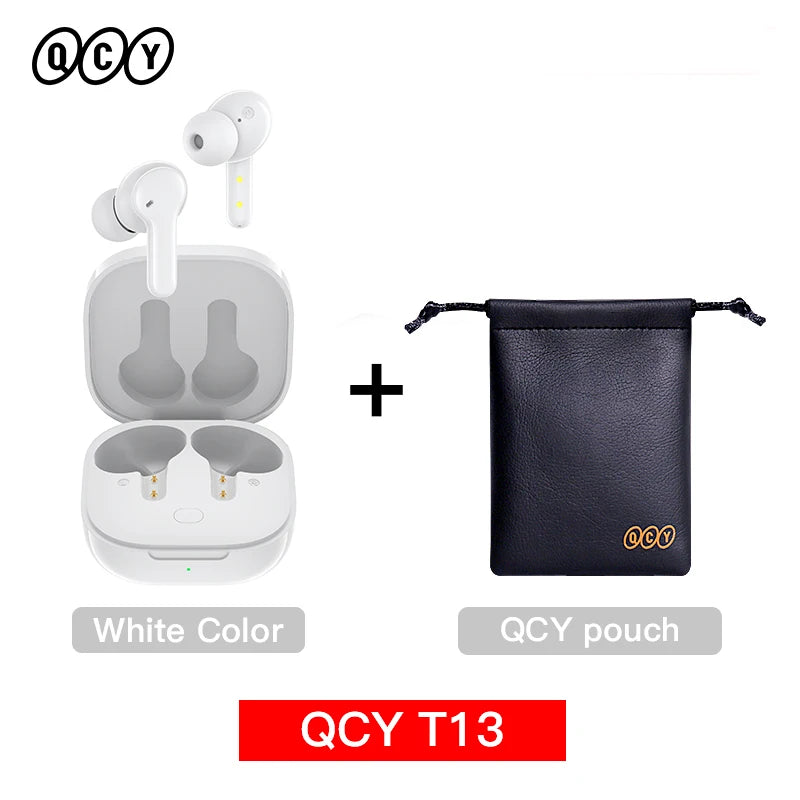 QCY T13 Wireless Bluetooth Earphone with 4 Mics ENC HD Call Headset V5.1 TWS Earphone Touch Control Earbuds Long Standby 40H