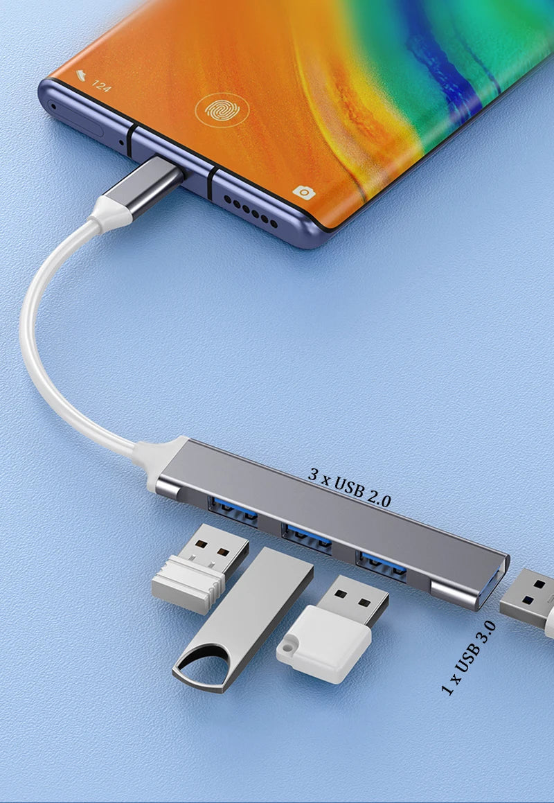 4 Port Multi Splitter USB 3.0 Hub USB Hub Type C Dock Adapter OTG Type C HUB for PC Xiaomi Huawei Macbook Pro USB 2.0