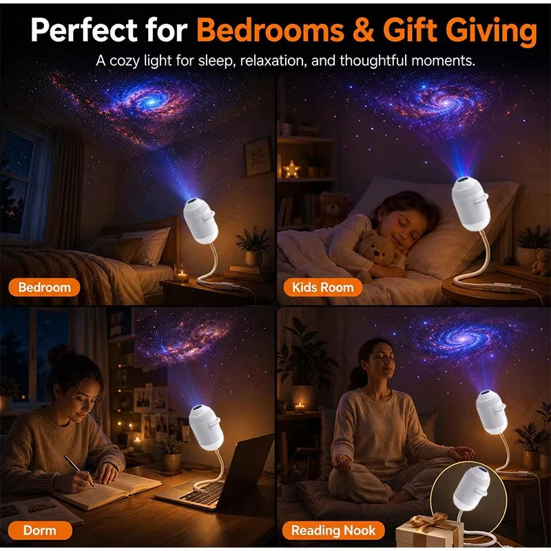 2027 Upgraded Hd Smart Dynamic 5d Holographic Night Light Projector, Plug and Play Hd Star Projector, 360° Adjustable Hd Galaxy
