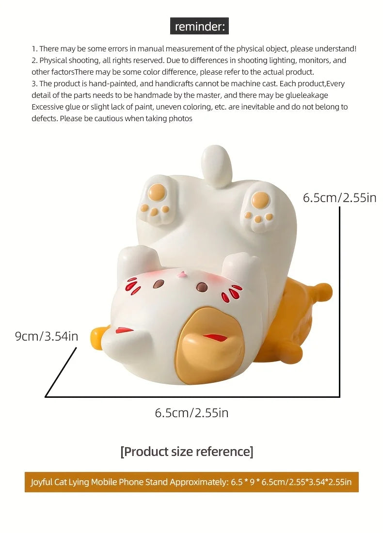 Cute Cartoon Cat Desktop Ornaments Phone Stand Creative Desk Decor for Office Home Kawaii Cat Glasses Storage Holder