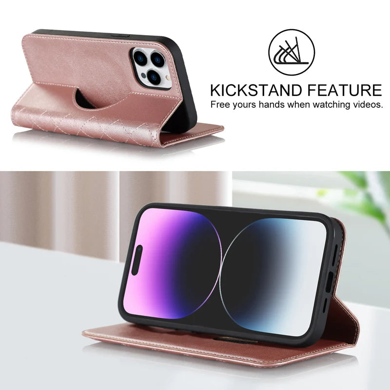 For Magsafe Wallet Leather Flip Case For iPhone 12 13 14 15 16 Pro Max mini Magnetic Wireless Charging Book Folio Cover