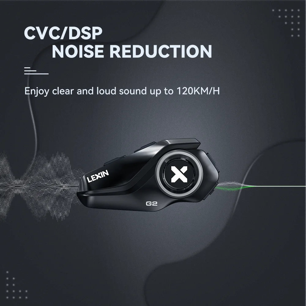 Lexin G2P Motorcycle Blutooth Intercom Helmet Bluetooth Headsets,Handsfree Communicator Up to 6 Riders Interphone with FM Radio