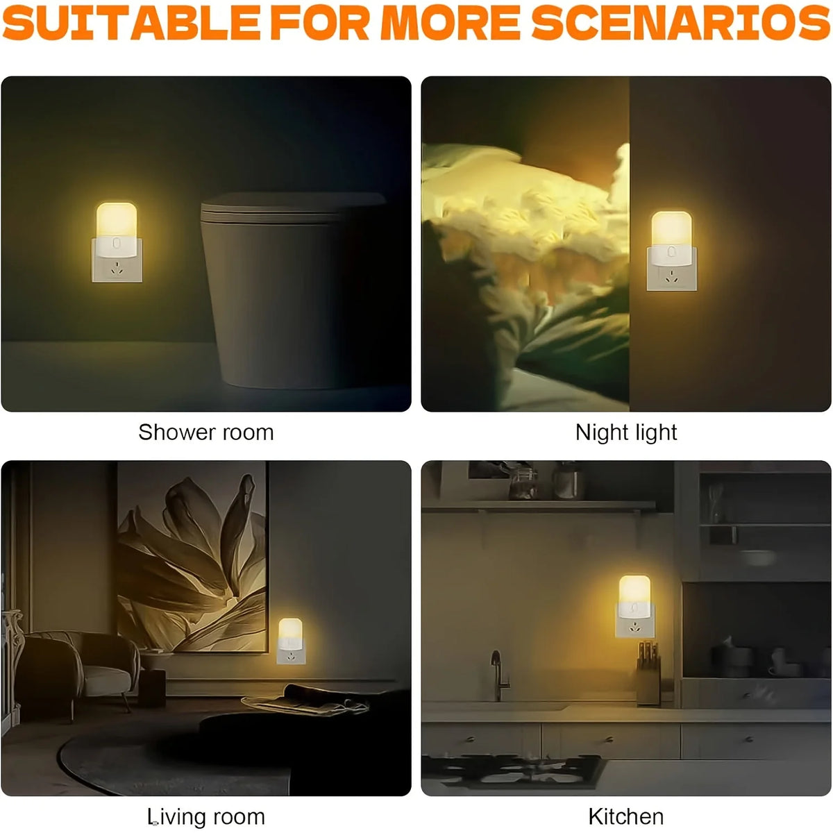1/2 Set EU Plug in LED Light Sensor Night Lights for Kids Bedroom Auto Dusk to Dawn Sensor Dimmable Wireless Cabinet Lamp