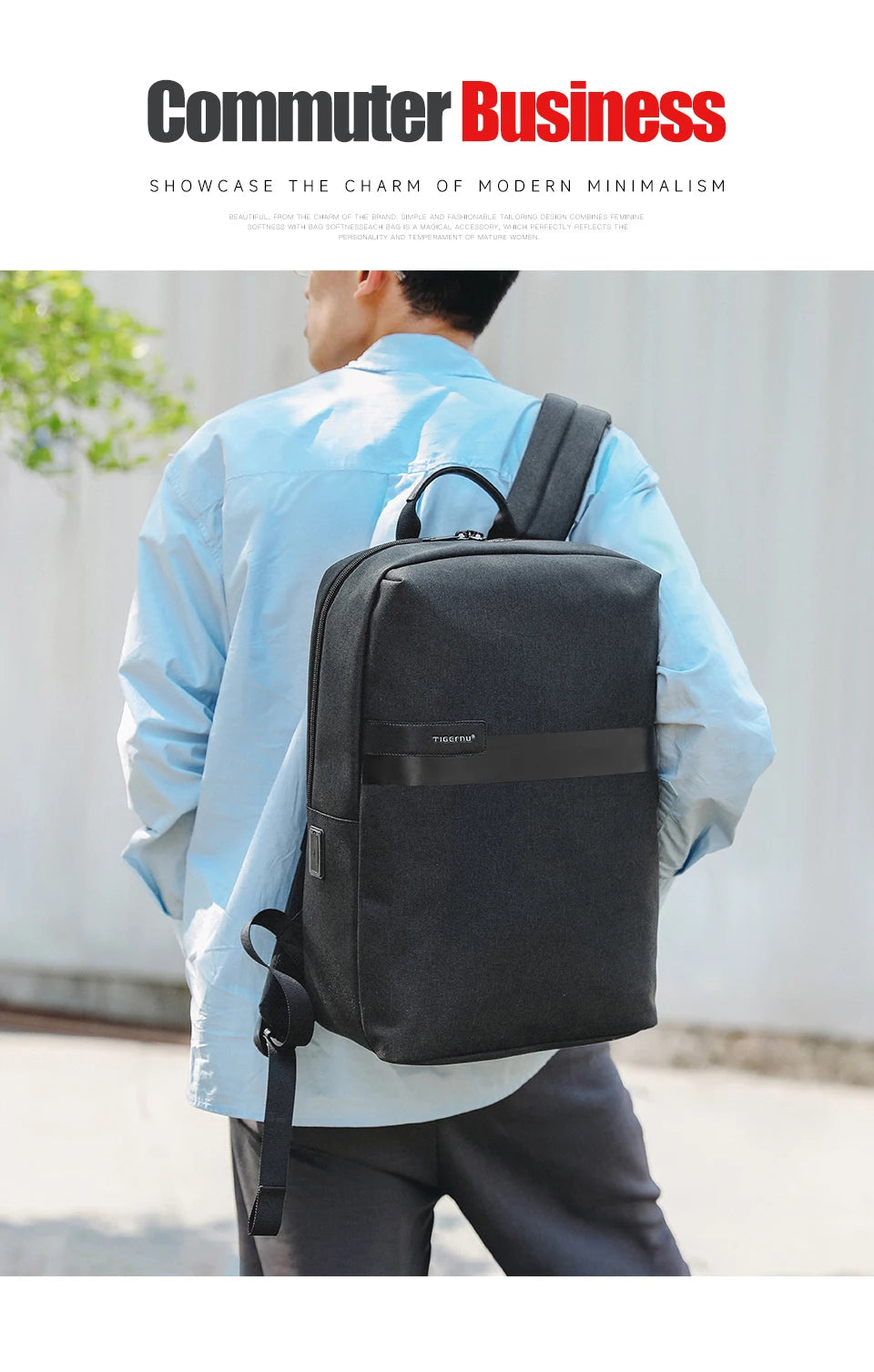 Tigernu Thin Backpack Men Laptop Backpack 15.6inch Bags College School Backpack Slim Backpack Male Travel Backpack USB Knapsacks