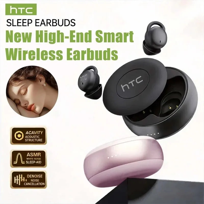 HTC NE91 Ultra Light TWS Bluetooth Sleep Headset ANC Active Noise Cancellation Sleep Aid Earbuds Relieve Insomnia Anti Noise