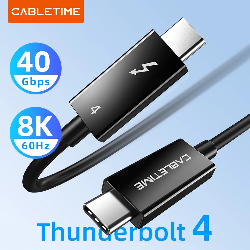 CABLETIME USB C to USB C Cable PD 240W Thunderbolt 4 40Gbps Type C to C 8K 60Hz Cable for Macbook Pro Fast Charge Cable
