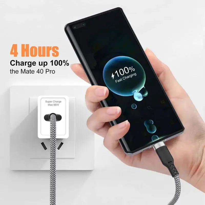 USB A to Type C Charging Extended Cable 6A Fast Charger Nylon Data Cable 1/3/5/8m For iPhone Samsung Type USB C Charging Device
