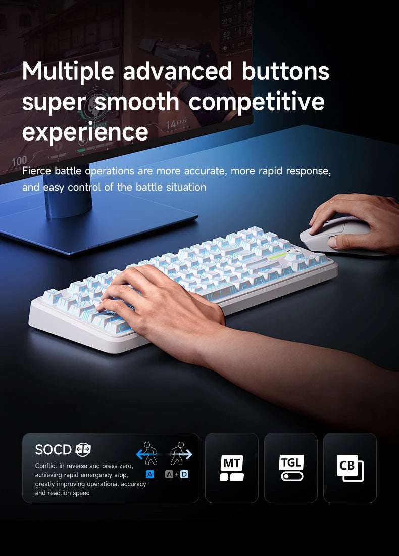MCHOSE K87S Keyboard Three Model Mechanical Magnetic Knob Control Gaming Hot Swappable Custom Keyboard For Laptop PC