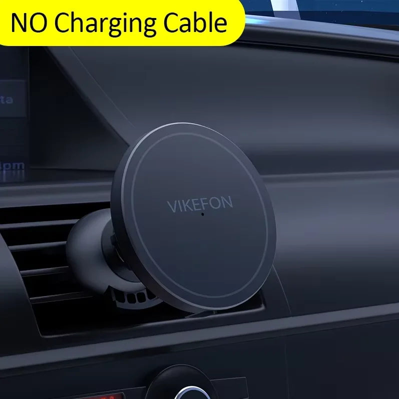 VIKEFON Magnetic Car Wireless Charger + Ring For iPhone 12 13 14 15 Pro Max Air Vent Car Phone Holder Stand Fast Car Charging