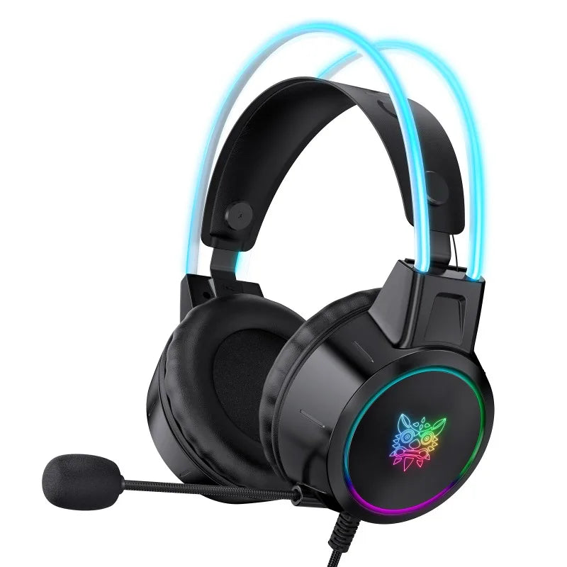 ONIKUMA X15 Pro Pink Cat Ear Gaming Headset Wired RGB Headphones 50MM Driver 3.5MM Stereo Sound Flexible Mic for PC PS4 PS5 Xbox