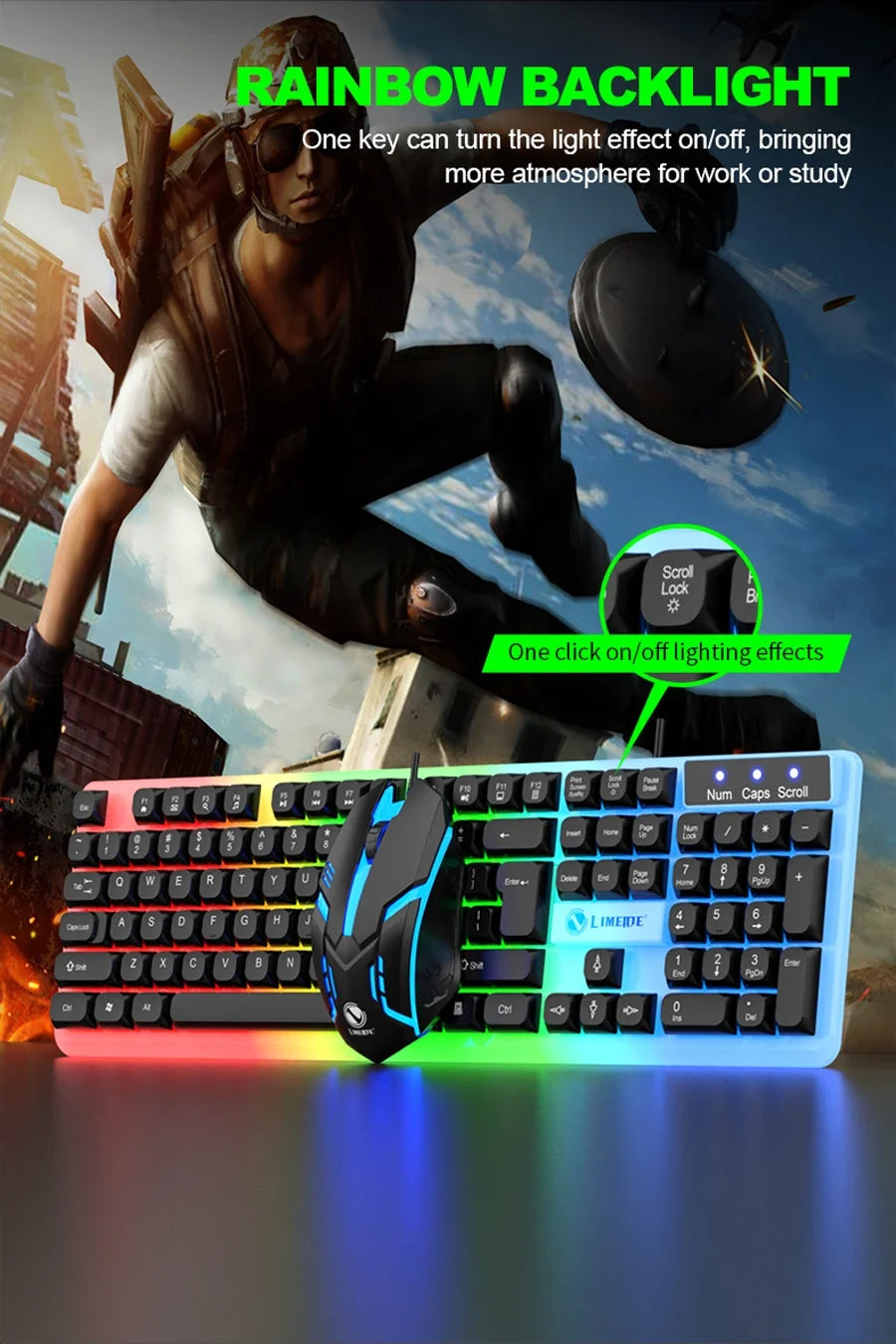 NG GTX350 Gaming Keyboard Mouse Combos Computer Laptop Backlight Gamer Kit LED Wired Usb Keyboard GTX350 Set-Black