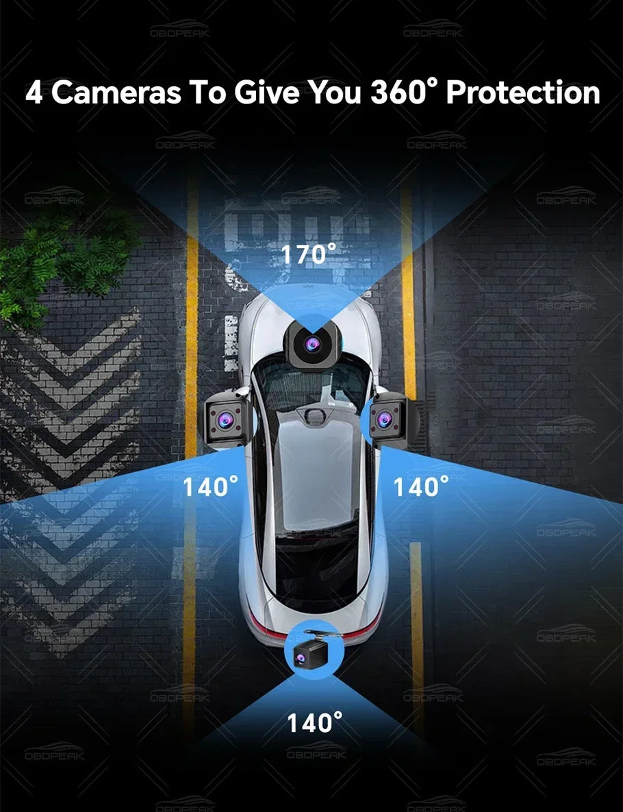 D75 Rearview Mirror FHD 1080P Dash Cam 4CH 360° Record Car Dvr Infrared 5G WIFI APP Video Recorder GPS Track Super Night Vision