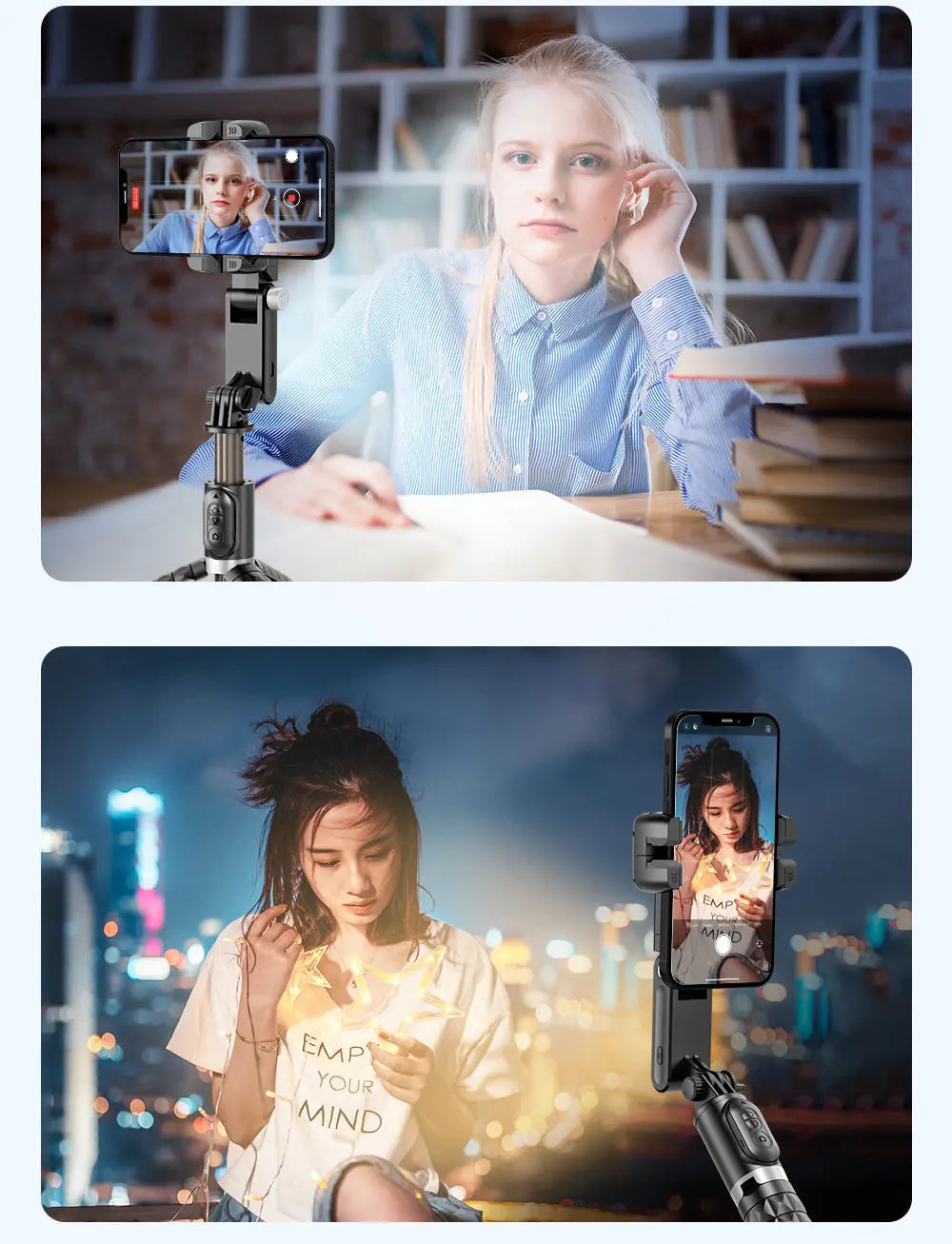 Auto 360° Face Tracking Handheld Gimbal Stabilizer Foldable Selfie Stick Anti-shake Smartphone Holder Live Vlog Shooting Holders