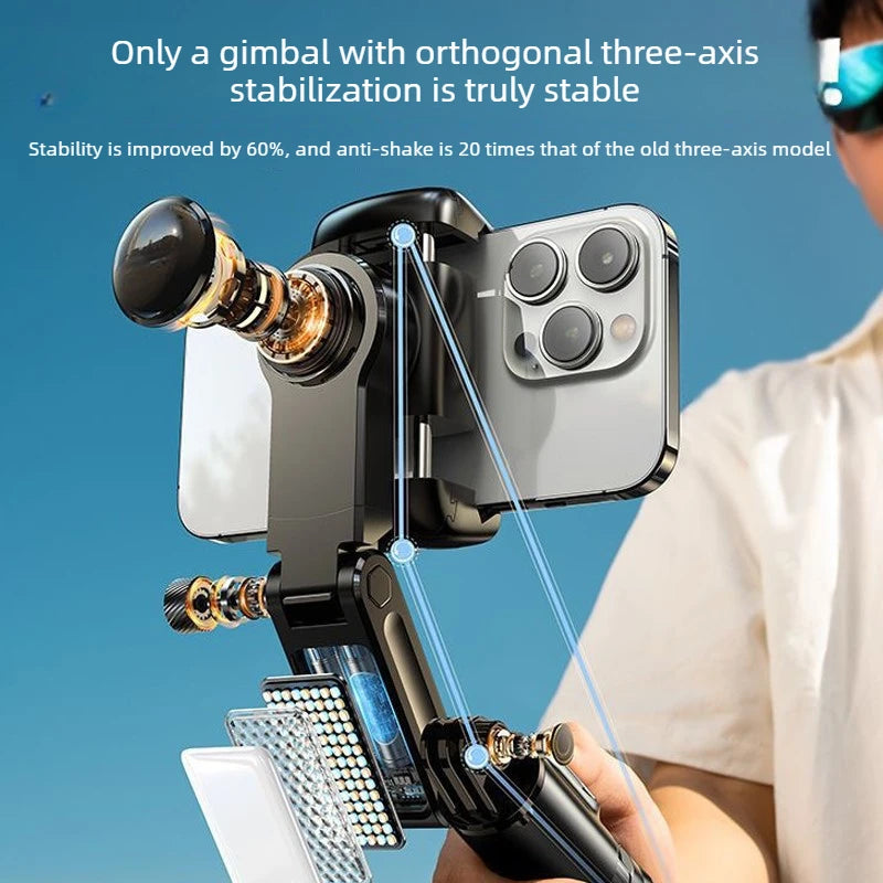 Auto 360° Face Tracking Handheld Gimbal Stabilizer Foldable Selfie Stick Anti-shake Smartphone Holder Live Vlog Shooting Holders