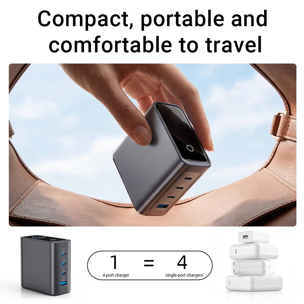ACEFAST US Plug GaN 140W Fast Charging Phone Charger LED Display Screen For iPhone 17/16 Pro Max USB C USB A Wall Travel Adapter