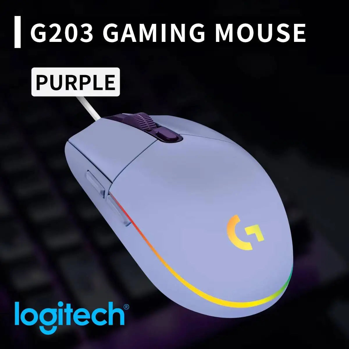 Logitech G203 Prodigy Wired Gaming Mouse 8000 DPI RGB Lighting 6 Buttons On-Board Memory 2.1m Cable Windows ChromeOS