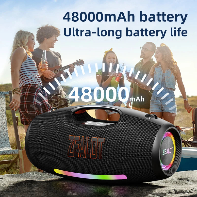 ZEALOT S89 Wireless Speaker 250W Portable Outdoor with RGB Color Lights Long 48000mAh Battery up to 8 Hours Playtime