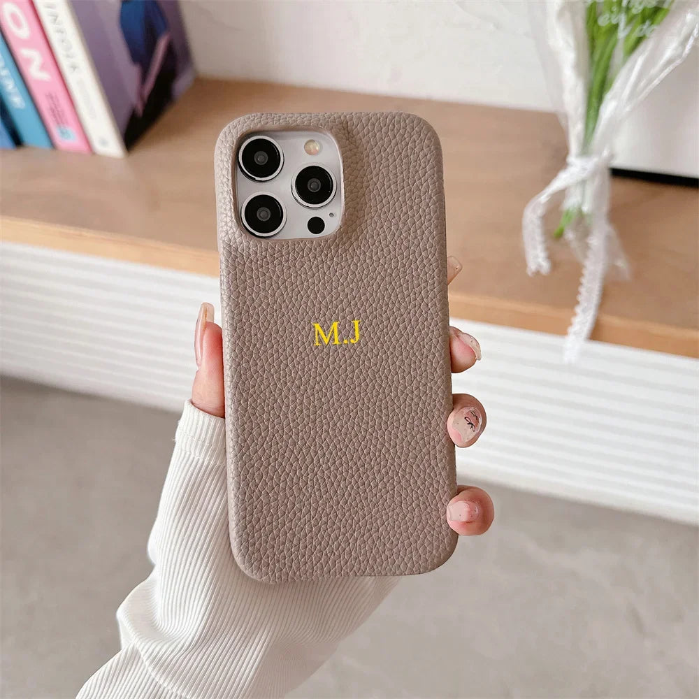 Personalised Customize Initials Name DIY Case For iPhone 17 Pro Max 16 15 17 Pro Max 14 13 12 Candy Color Leather Cover