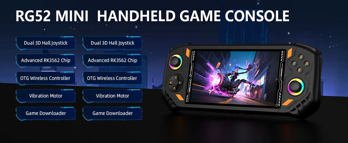 AISLPC RG52 MINI Handheld Game Console Dual System 2.4G WIFI 5.5" IPS Screen 30+ Emulator Potable Retro Games Console Pocket