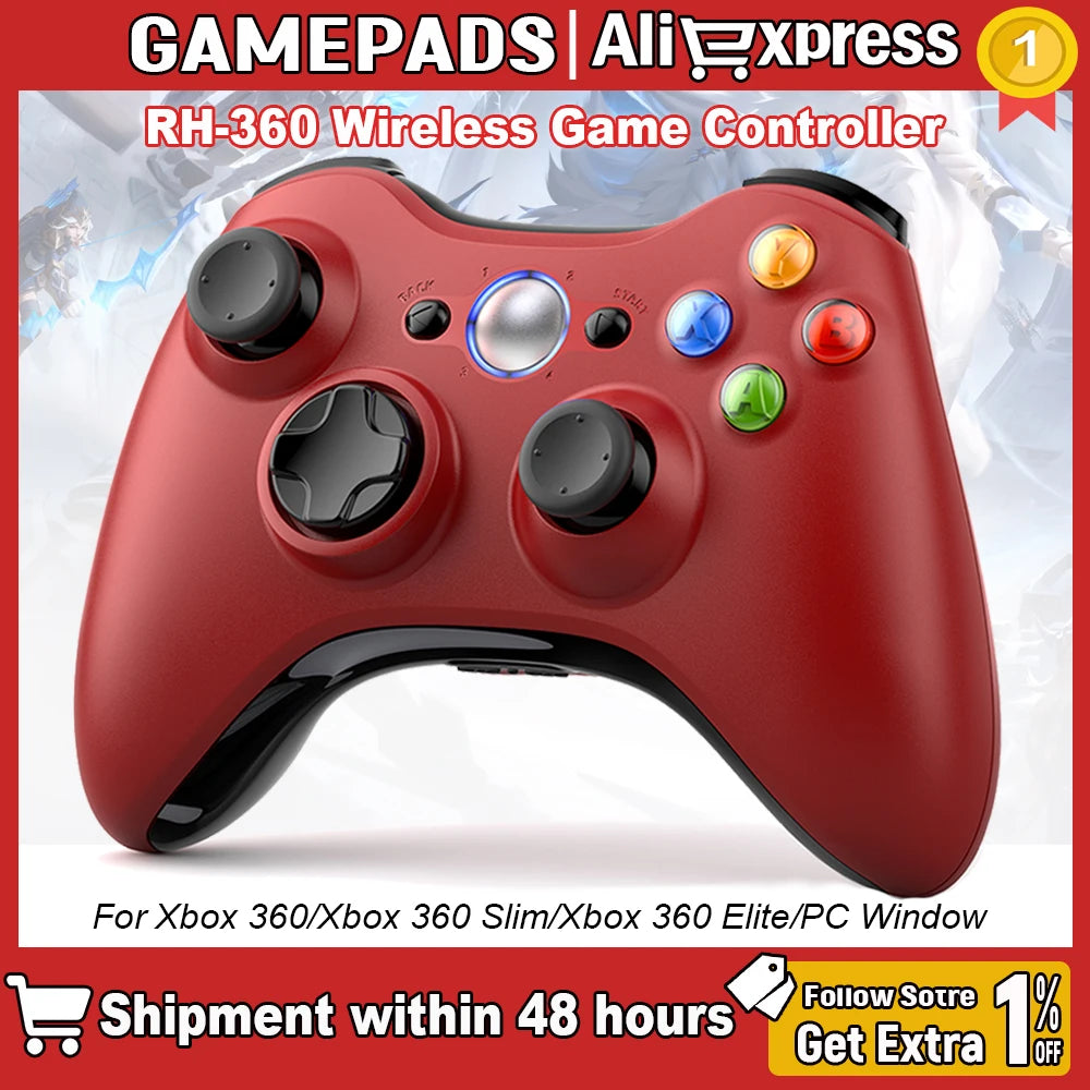 Wireless For Xbox 360 Controller Xbox 360 Slim/Elite/Winodow/PC Video Game Gamepad 6axis Joystick Dual Vibration 2.4G Gaming