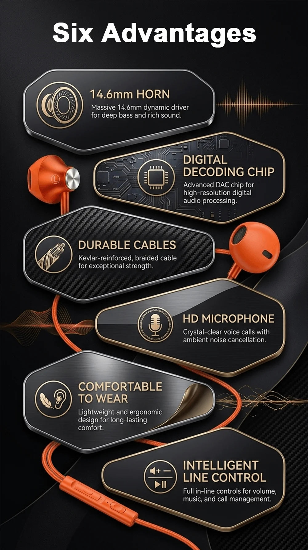 Wired Headphones For ios Android In Ear Earphones HiFi Surround Sound USB Type C Music Gaming Earplugs For iPhone 17 Pro Samsung