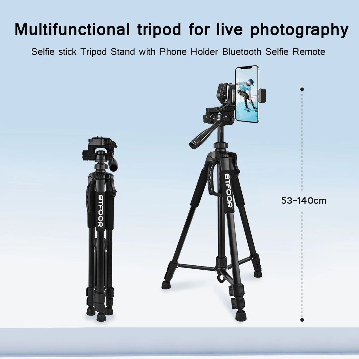 55” 140CM Travel Digital Camera Tripod Professional Aluminum Tall Phone Stand With Quick Plates Mount Pan Head For DSLR SLR