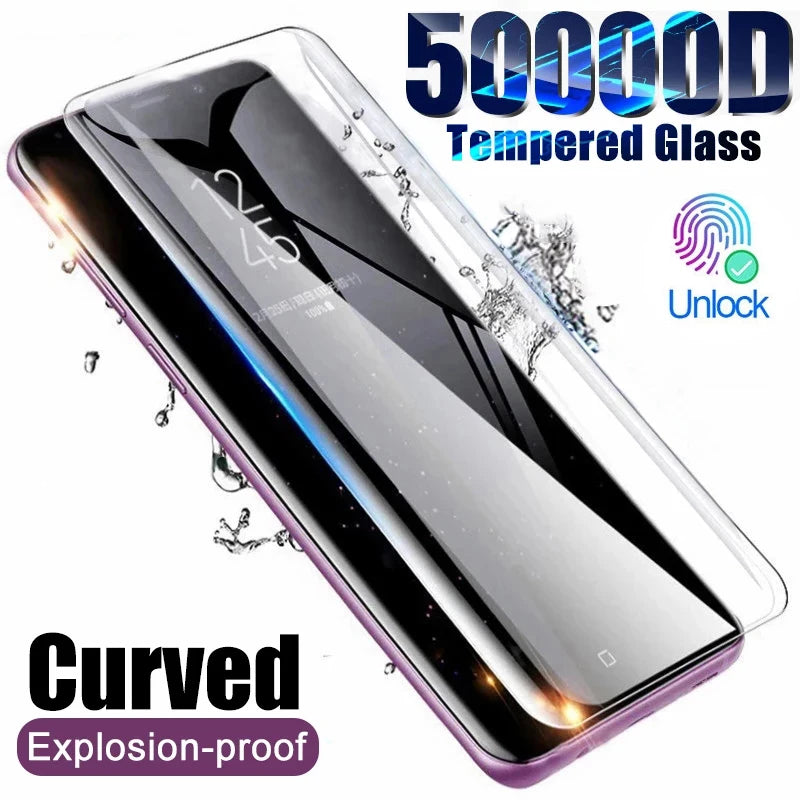 Fingerprint Curved Screen Protectors For Samsung Galaxy S23 S24 Ultra S25 S26 S22 S21 S20 Note 10 20 Ultra S10e Tempered Glass