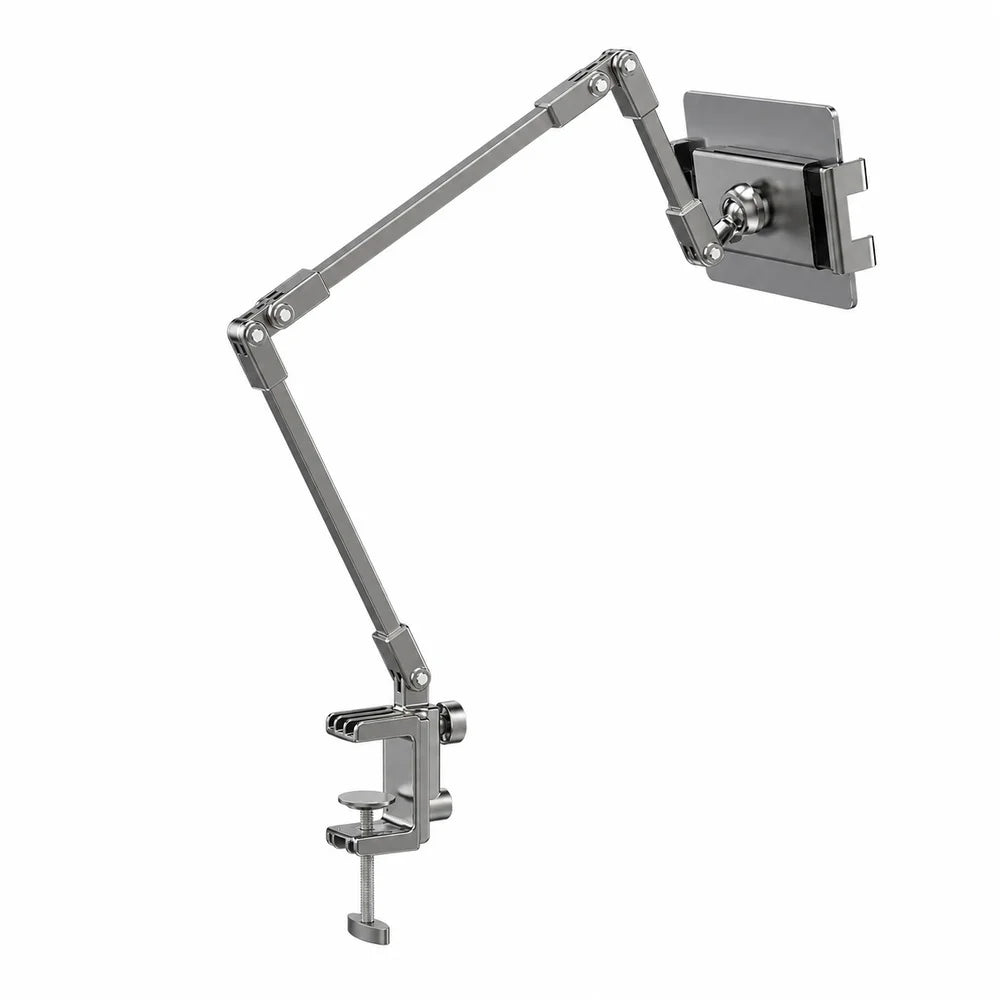 Adjustable Bed Phone Holder Stand for 4.7-12.9 Inch Phone Tablet, Foldable Metal Arm Desk Clamp, 360° Viewing