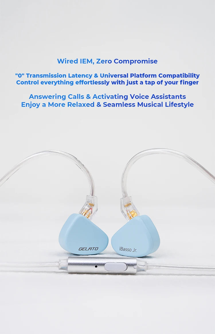 iBasso Jr. Gelato HiFi Wired Earphones In Ear Music Headphones High Quality Sport Headset Customized Pc Gamer Accessories Gifts