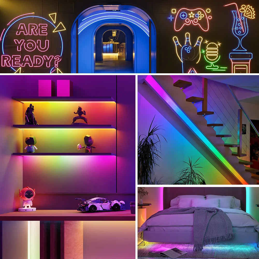 WS2812B WS2811 DC5V Round Reticulate Pattern Neon LED Strip 50Leds/m 360 Degree Smart RGBIC Flexible Silicone Light Tape IP67