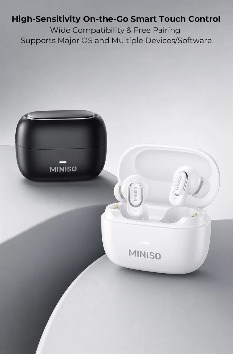 MINISO MS130 Wireless Bluetooth Earphones ENC Soft Wireless Headphones Sport Low Latency Comfort In-Ear Earbuds Macaron Travel