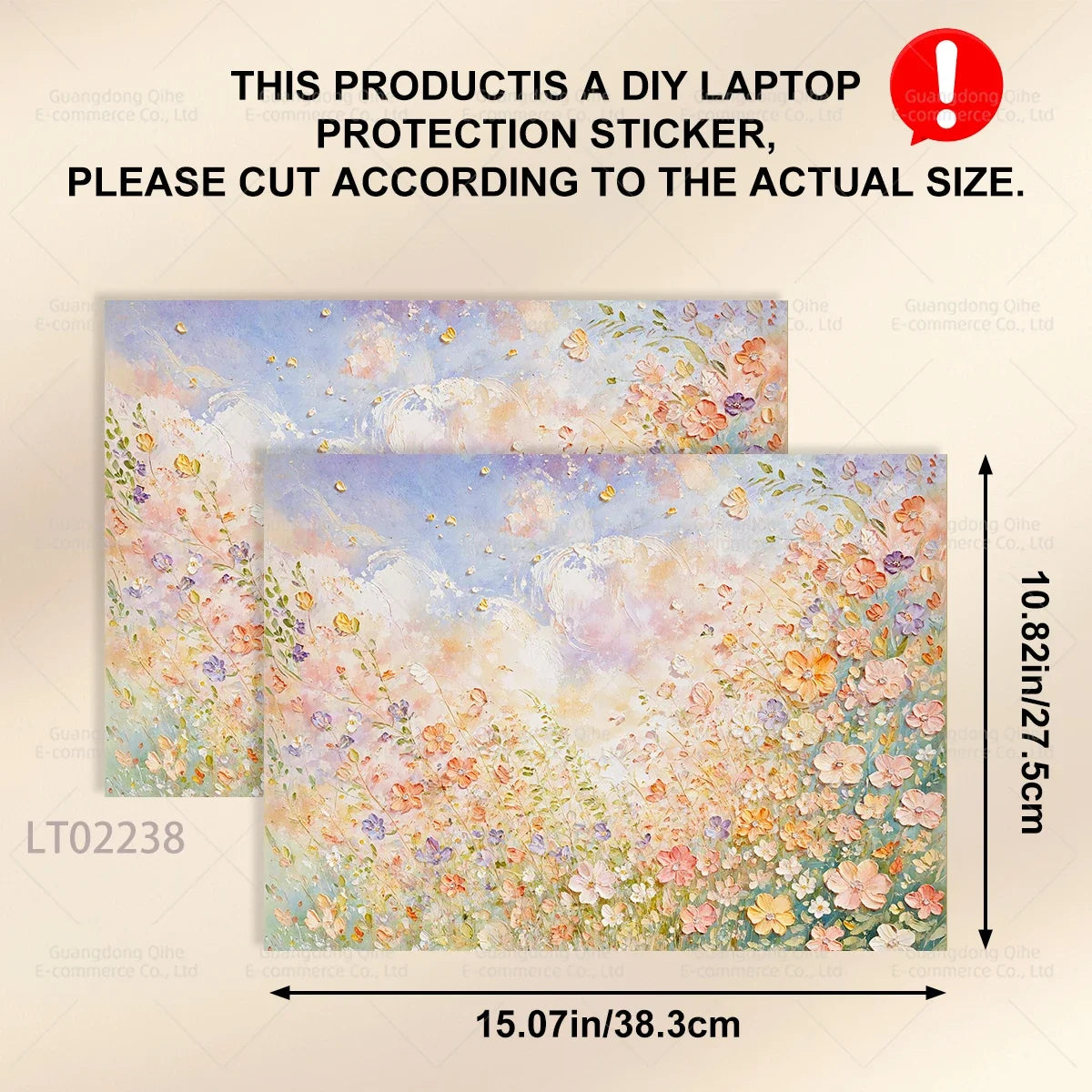 2 PCS Removable Flower Stickers for Laptop PVC Aesthetic Decals Self-Adhesive Peel Off No Residue Tablet Skin MacBook Skin