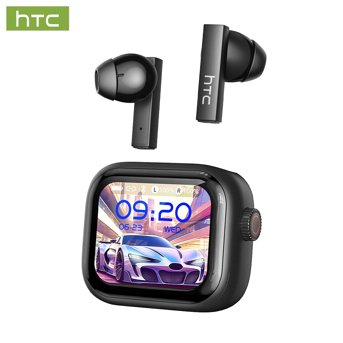 Headphones Bluetooth 5.2 TWS HTC Wireless Earphones Sports Earbuds With Microphone Full HD LCD Display Control Music Headset