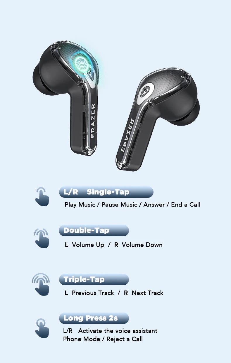 Low Latency Earphones ERAZER XP16 Wireless Earbuds AI Translation High-definition LCD Display For Music Sports Gaming Office