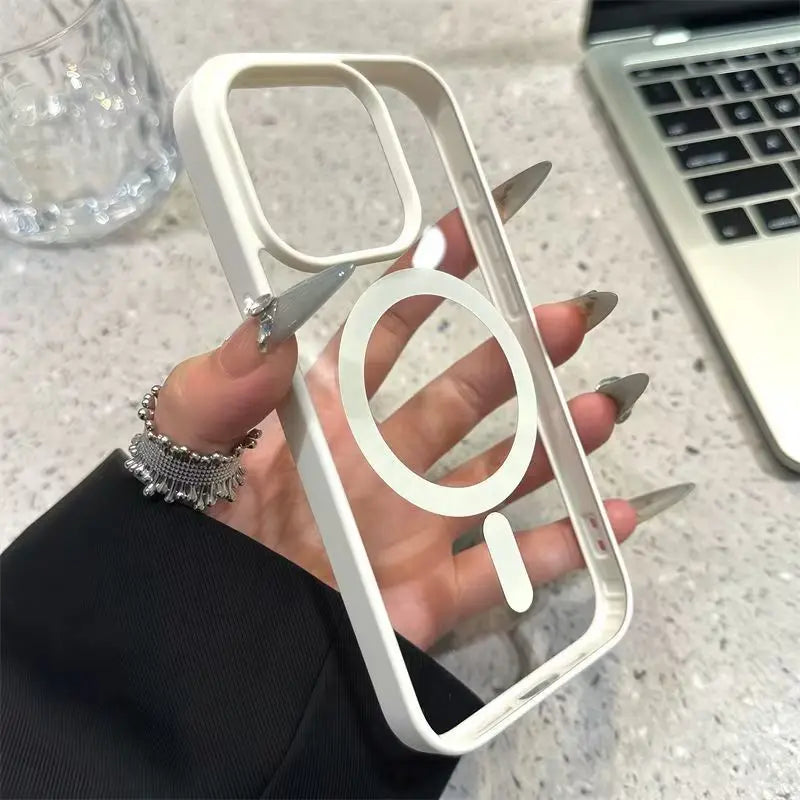 Clear Magnetic Matte For Magsafe Case For iPhone 17 16 15 14 13 12 11 Pro Max 14 Plus 16E 17E AIR Wireless Charge Protect Cover