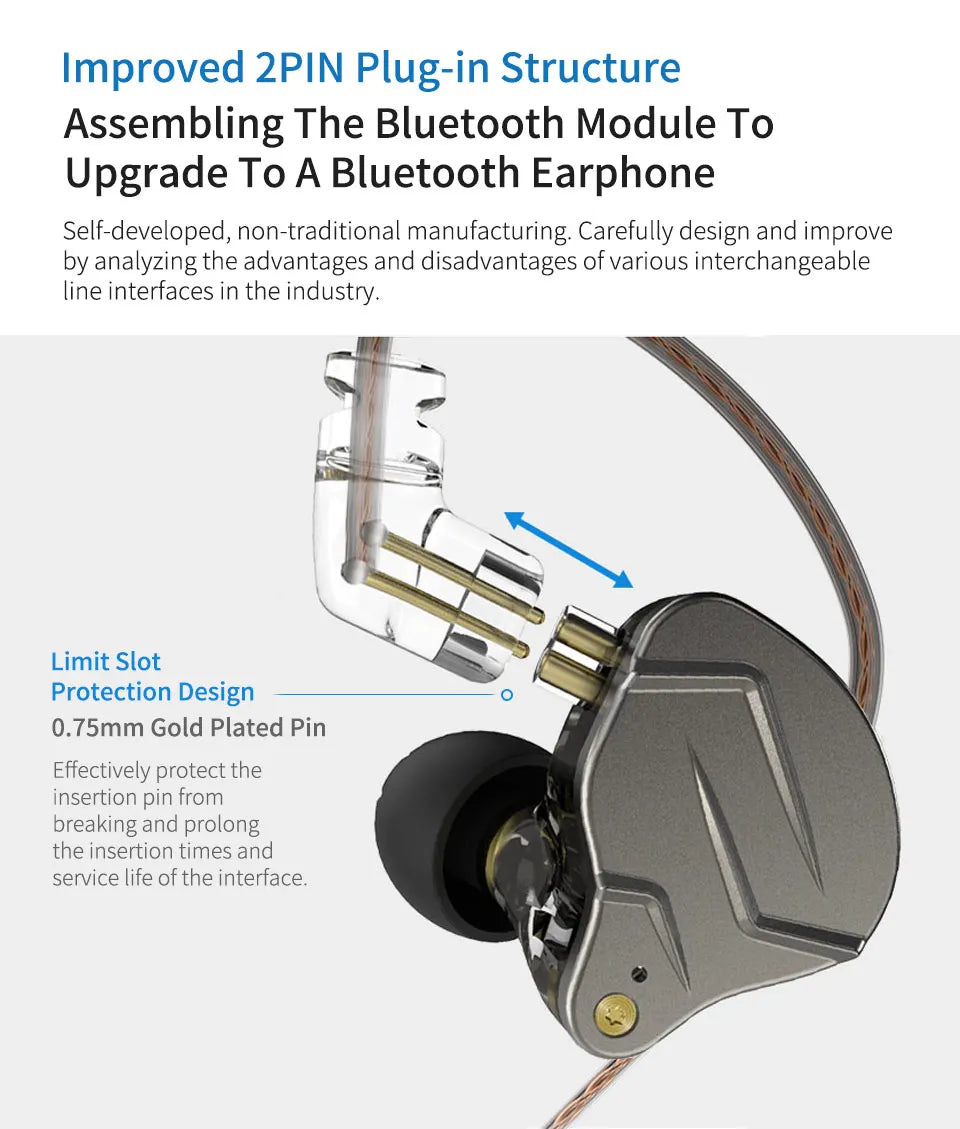 KZ ZSN PRO 1BA+1DD Hybrid technology HIFI Metal In Ear Earphones Bass Earbud Sport Noise Cancelling Headset ZST X AS10 ZS10 ST1