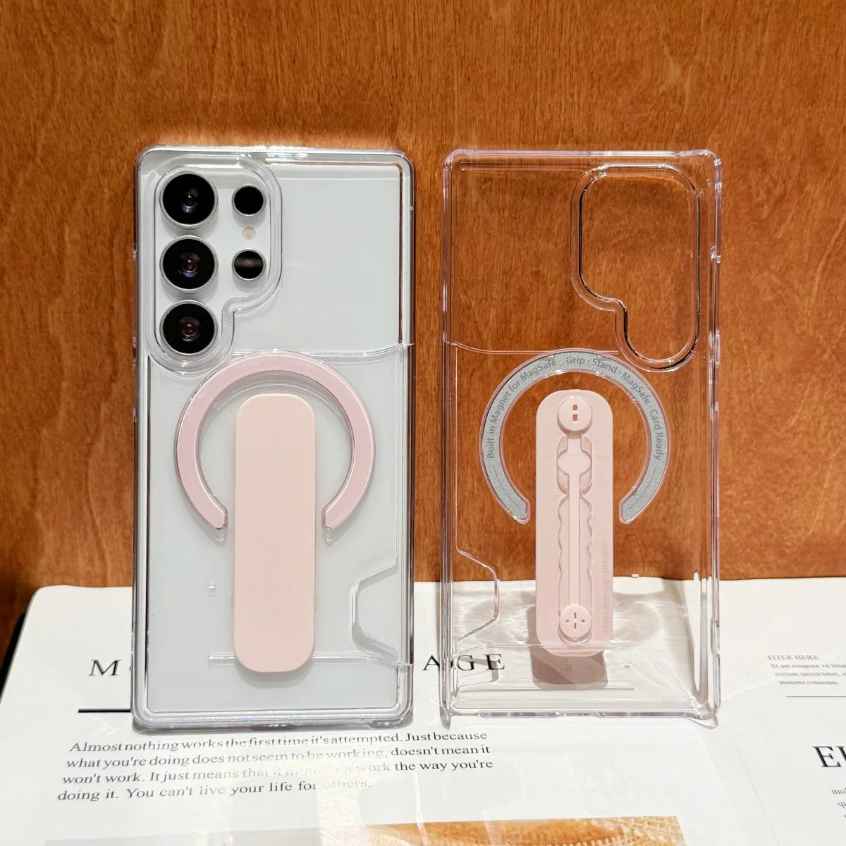 Luxury Card Holder Clear For Magsafe Magnetic Phone Case For Samsung S26 S25 S24 Plus Ultra Bracket Full Bumper Shockproof Cover