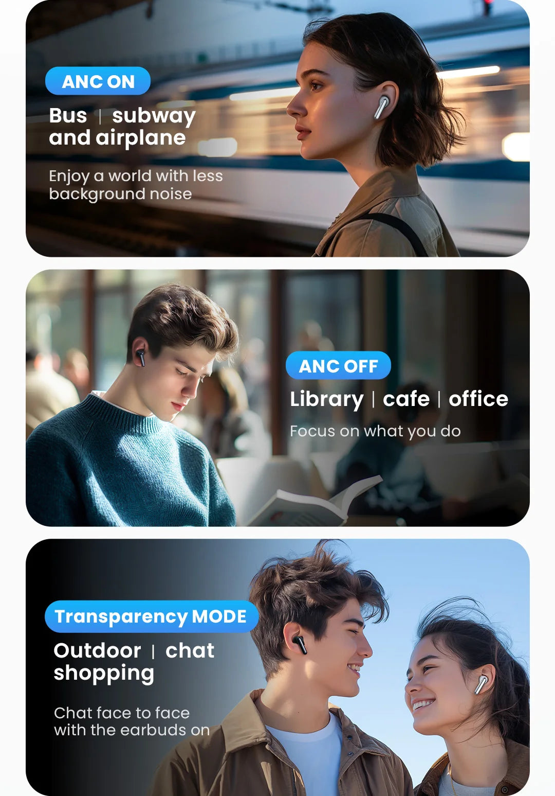 HAYLOU Mori Pro Bluetooth 5.4 Earphones Wireless 43dB Adaptive Hybrid ANC Hi-Res LDAC Earbuds 6 Mic Headphones 28H Battery Life