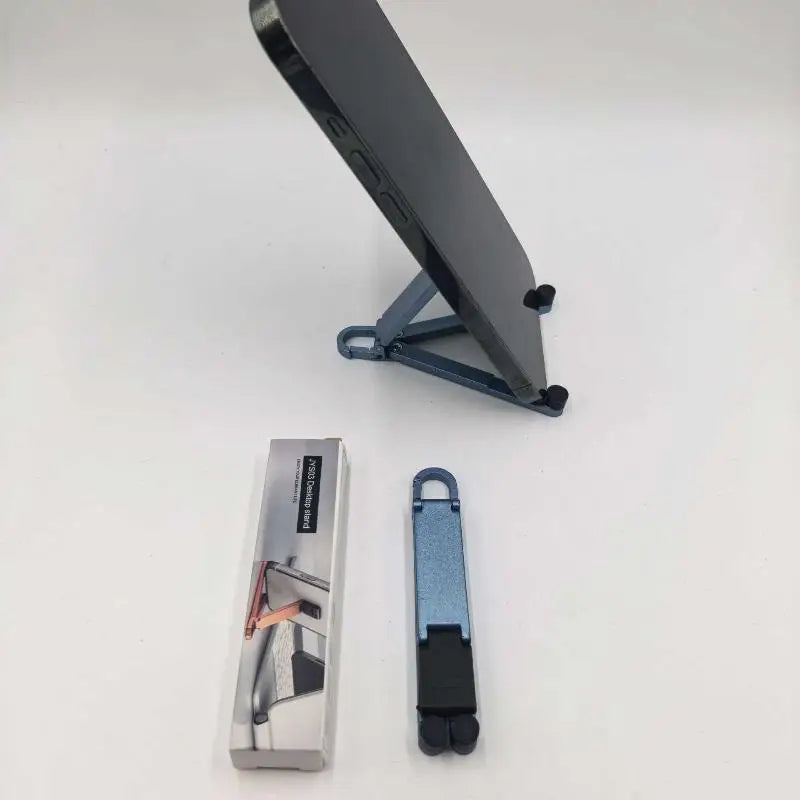 (.) Mini Foldable Keychain Phone Stand Multi-Angle Adjustable Lightweight Hands-Free Cell Phone Holder For Travel Desk