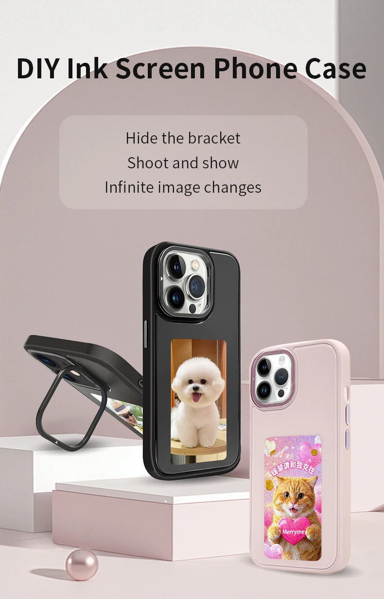 NFC Smart Phone Case DIY Screen 4 Colors Display for Apple Phone Iphone 15/14/13 Pro Max 3.7 Inch Wireless Image Transmission