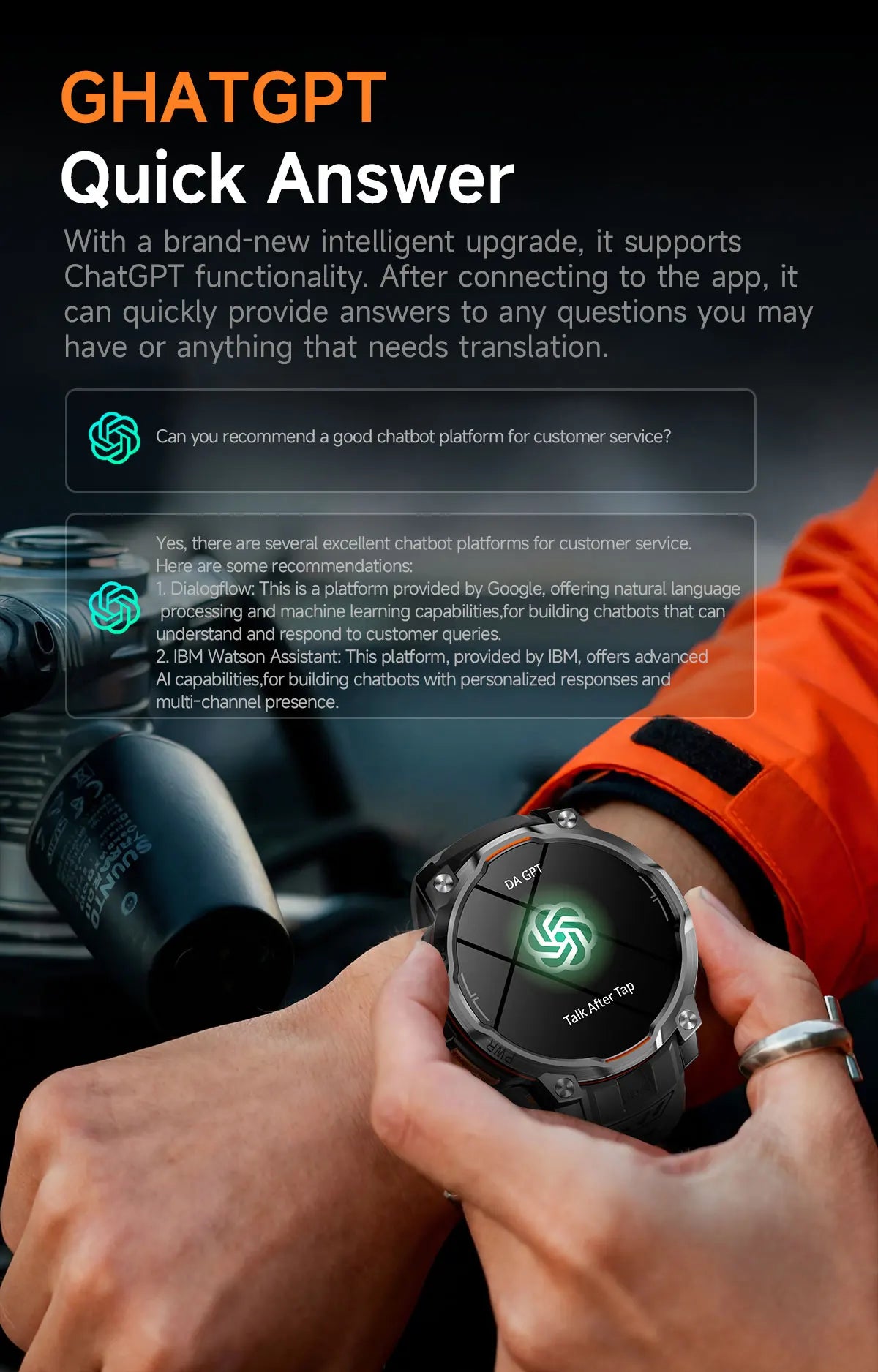 New Technology 2026 Offline Map GPS Smart Watch Men 1200mAh Battery Waterproof Compass Altimeter 100+Sports Military Smart Watch