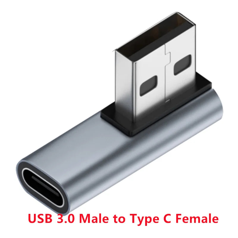 90 Degree Right Up Down Angled Micro USB Male to Type C Female Extension Adapter for Laptop PC Chargers Converter