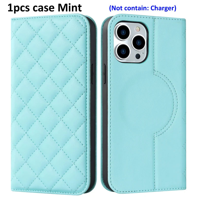For Magsafe Wallet Leather Flip Case For iPhone 12 13 14 15 16 Pro Max mini Magnetic Wireless Charging Book Folio Cover