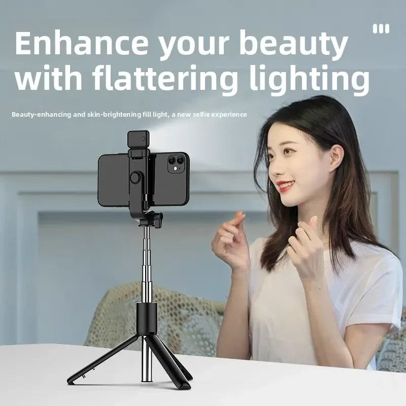 Mobile phone Bluetooth selfie stick live streaming fixed extension rod desktop stand all-in-one selfie tripod