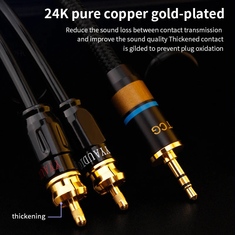 YYTCG RCA Cable HiFi Stereo 3.5mm to 2RCA Audio Cable AUX RCA Jack 3.5 Y Splitter for Amplifiers Audio Home Theater Cable RCA